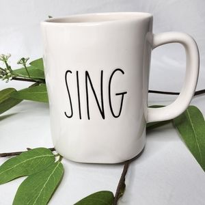Rae Dunn SING Coffee Cup Cream Black Ceramic Tea Mug Artisan Collection